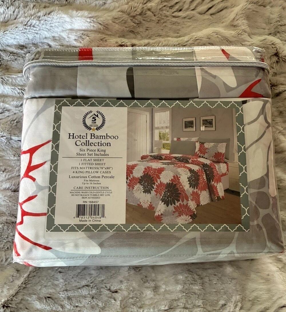 Hotel Bamboo Collection King Size Sheet 6 Piece Set